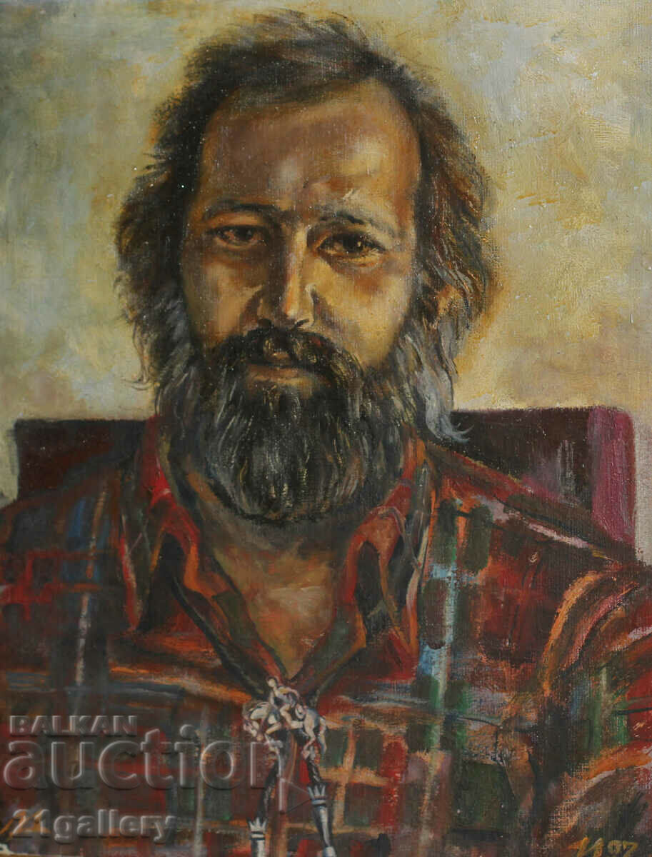 Ivo Dolapchiev Oil painting, male portrait, signed 1997 with price 380.00 BGN | € 194.29 Ivo Dolapchiev Oil painting, male portrait, signed 1997 with price 380.00 BGN | € 194.29