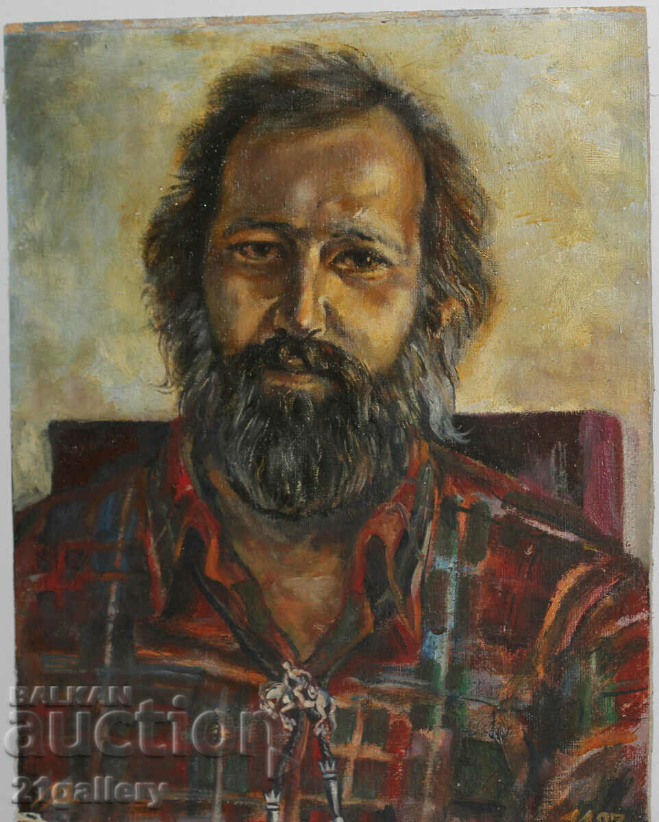 Auction Ivo Dolapchiev Oil painting, male portrait, signed 1997 Auction Ivo Dolapchiev Oil painting, male portrait, signed 1997