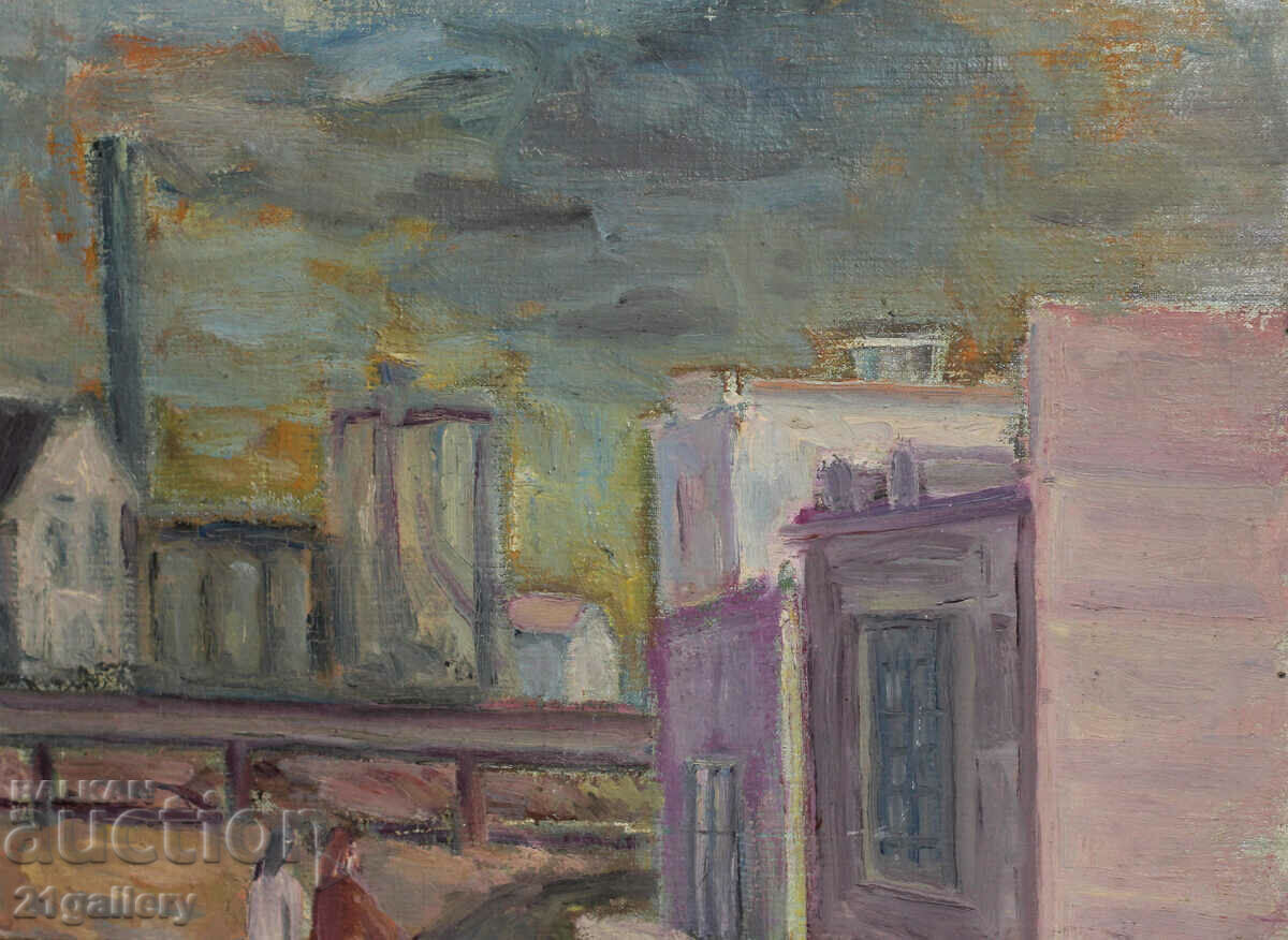 Градски пейзаж,  маслени бои, средата на ХХвек с цена 250.00 лв. | € 127.82