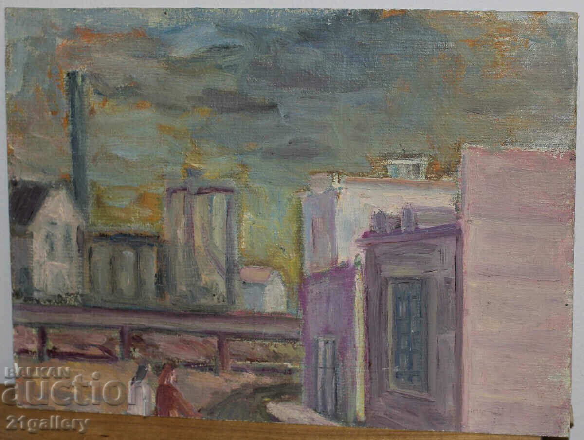 Аукцион Градски пейзаж,  маслени бои, средата на ХХвек
