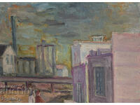 Cityscape, oil paints, mid-twentieth century