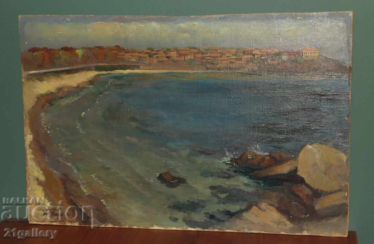 Delivery of Seascape, oil paints, 1990, signed Delivery of Seascape, oil paints, 1990, signed