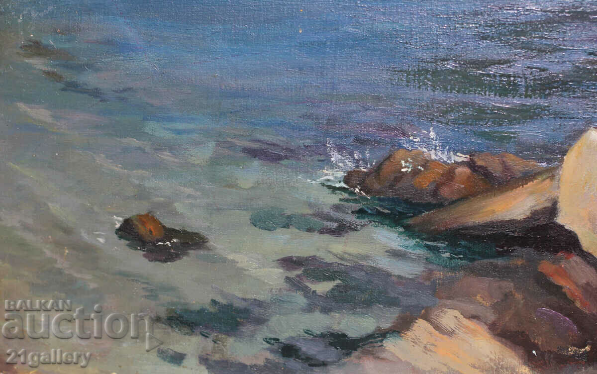 Seascape, oil paints, 1990, signed - 6 Seascape, oil paints, 1990, signed - 6