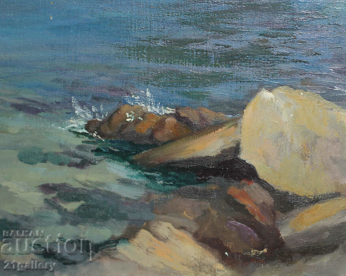 Seascape, oil paints, 1990, signed - 7 Seascape, oil paints, 1990, signed - 7