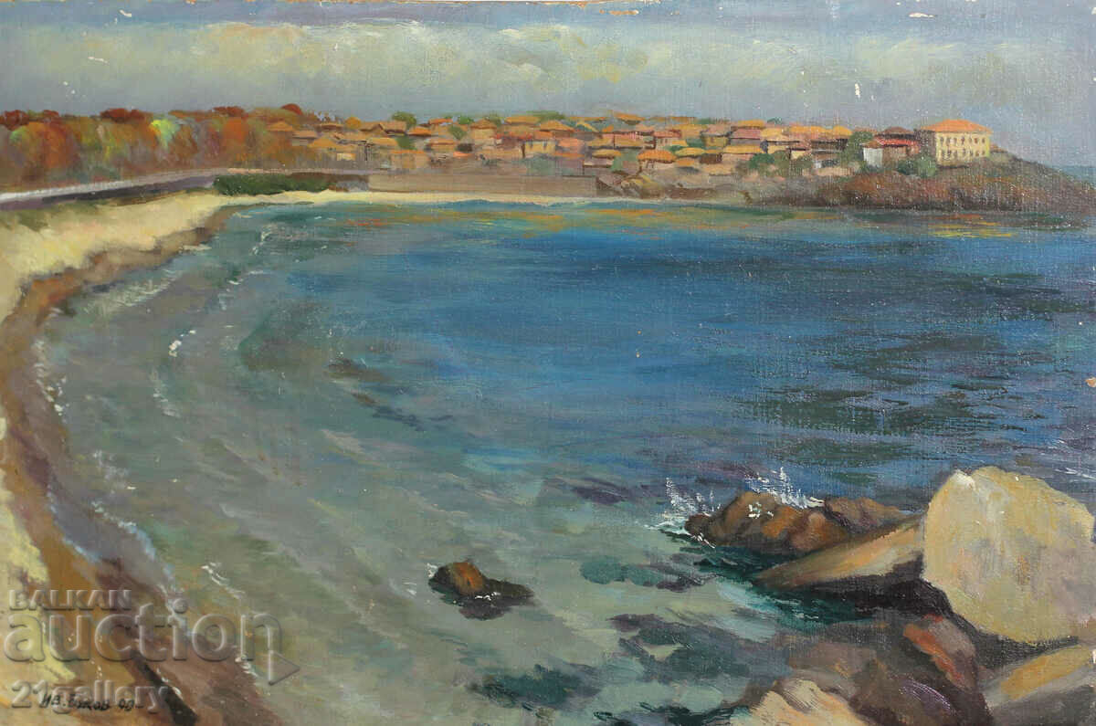 Seascape, oil paints, 1990, signed Seascape, oil paints, 1990, signed