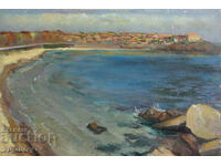 Peisaj marin, vopsele în ulei, 1990, semnat