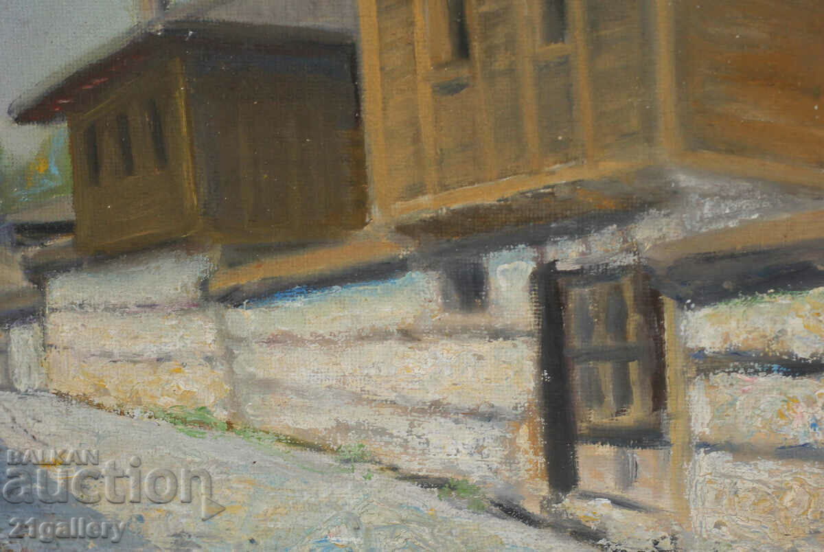 Доставка на Пейзаж възрожденски къщи, маслени бои, подписана Доставка на Пейзаж възрожденски къщи, маслени бои, подписана