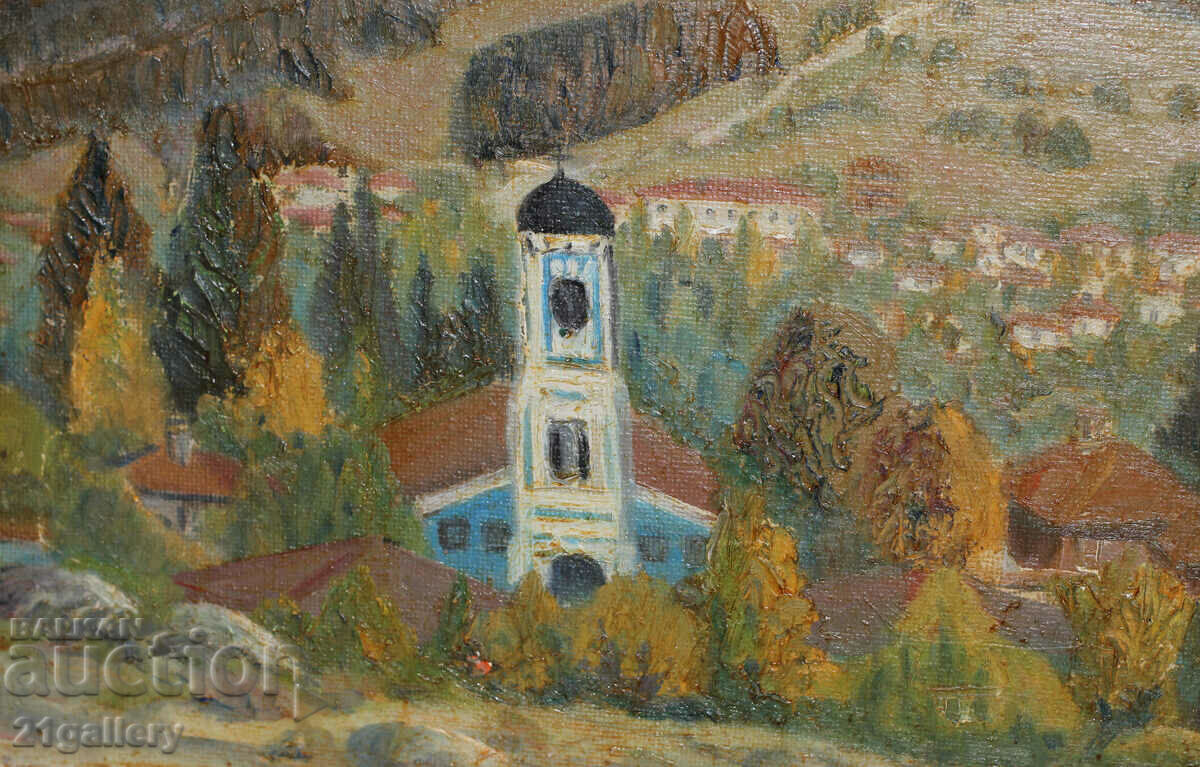 Delivery of Landscape with church, oil on canvas, signed Delivery of Landscape with church, oil on canvas, signed