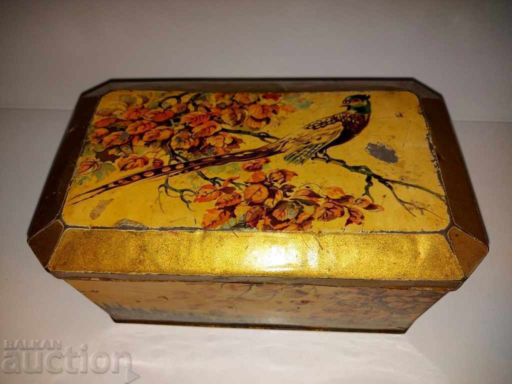 . OLD LARGE METAL BOX LITHOGRAPH HESS MOSTRA DEPUSA