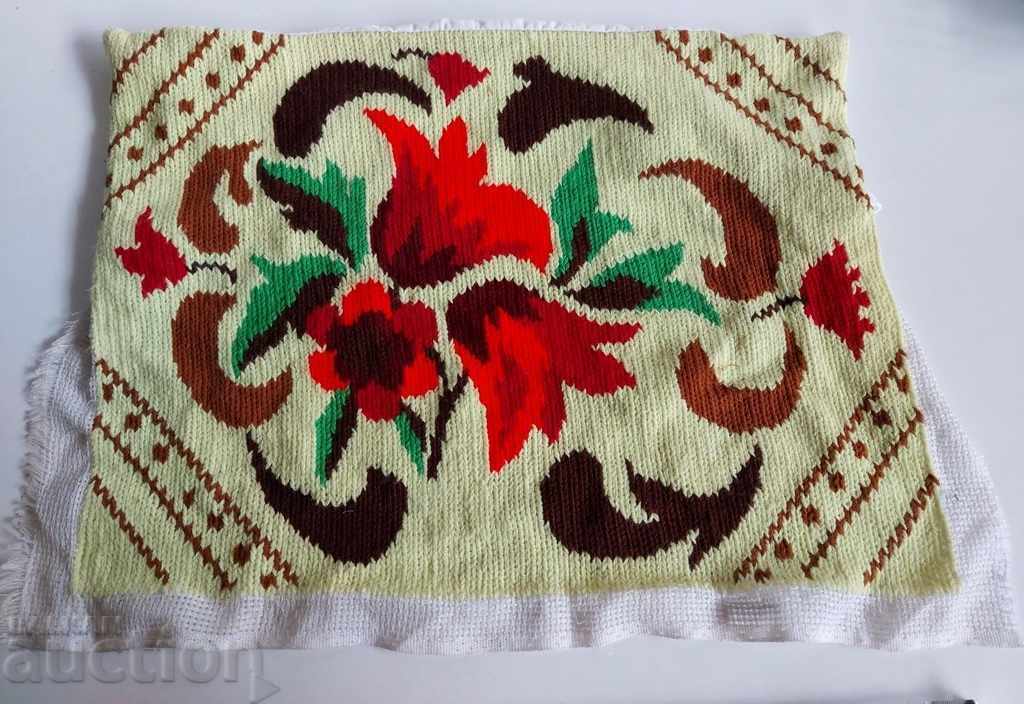 OLD EMBROIDERED PREPARATION PILLOW COVER EMBROIDERY FLOWERS