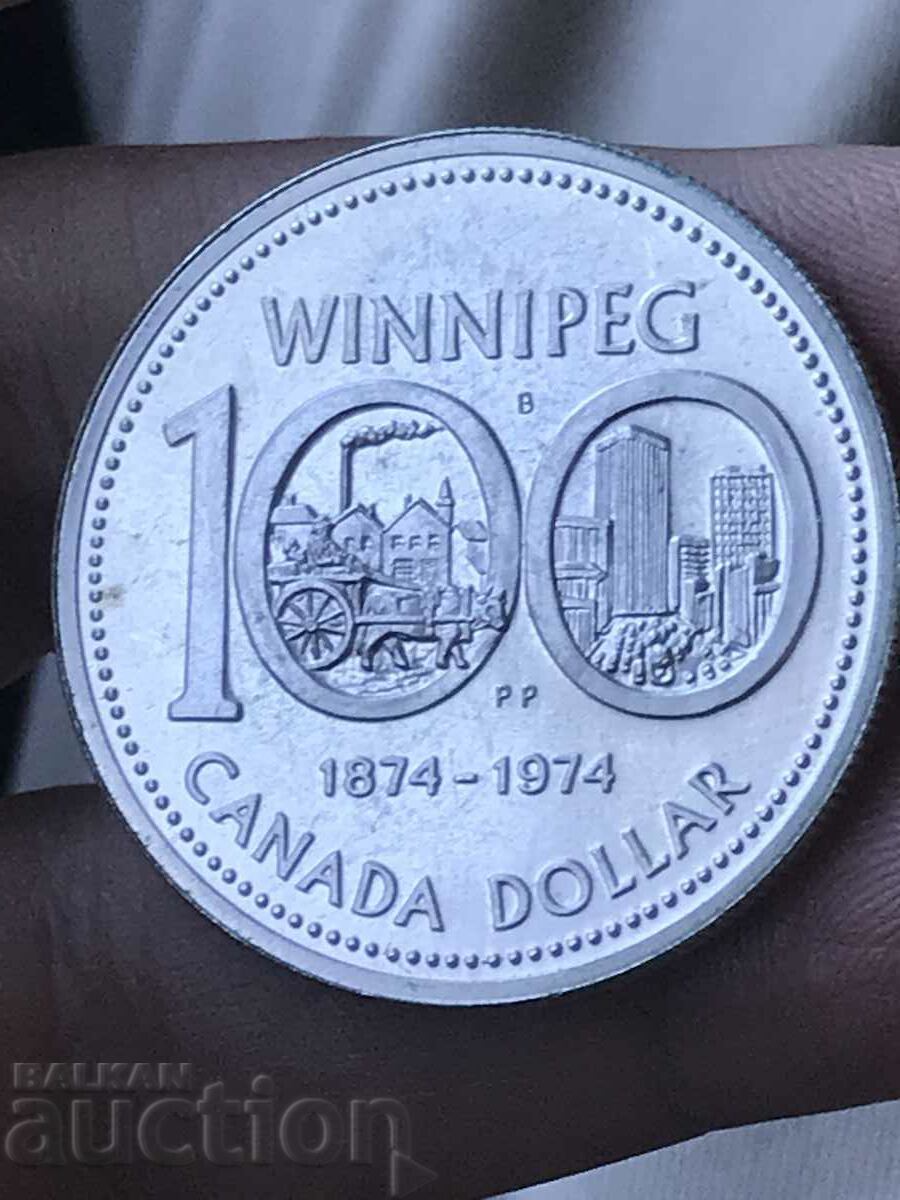 Canada 1 Dollar 1974 100 Years Winnipeg Silver