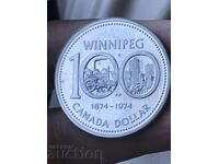 Καναδάς 1 δολάριο 1974 100 χρόνια Winnipeg Silver