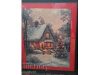 TAPESTRY, puzzle, diamond bead painting - house in winter