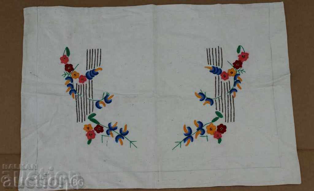 . OLD HAND EMBROIDERED CHASE PILLOW CASE