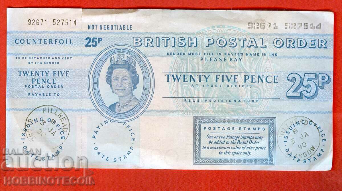 ANGLIA MAREA BRITANIE 25 Pence POSTAL RECORD numărul 1990 ANGLIA MAREA BRITANIE 25 Pence POSTAL RECORD numărul 1990