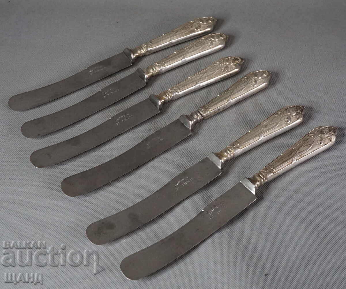 ARGONID Set of 6 Old knives knife with silver handles