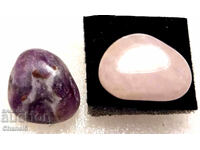 NATURAL AMETHYST AND ROSE QUARTZ, PAIR - 57.55 carats (250)