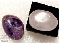 NATURAL AMETHYST AND ROSE QUARTZ, PAIR - 59.30 carats (251)