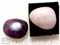 NATURAL AMETHYST AND ROSE QUARTZ, PAIR - 55.00 carats (252)