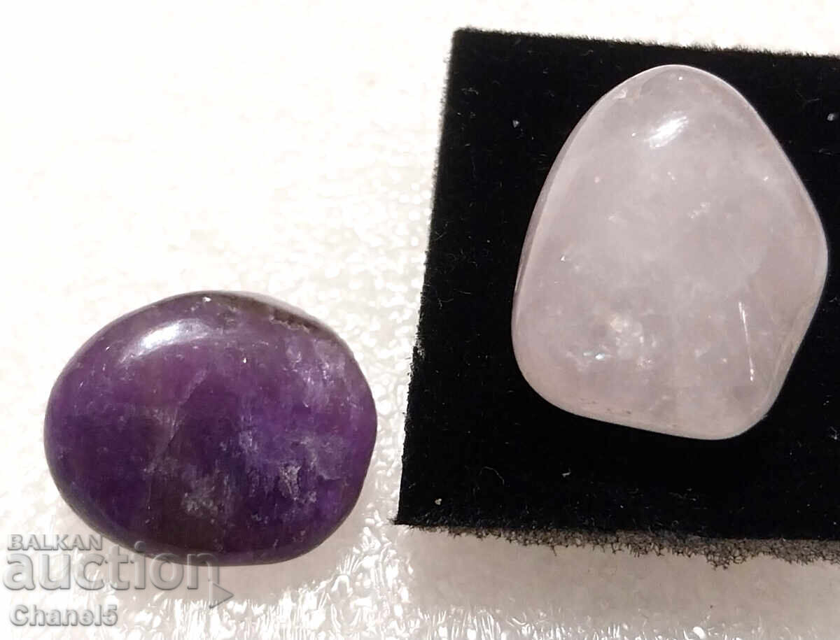 NATURAL AMETHYST AND ROSE QUARTZ, PAIR - 31.35 carats (255) with price 16.90 BGN | € 8.64 NATURAL AMETHYST AND ROSE QUARTZ, PAIR - 31.35 carats (255) with price 16.90 BGN | € 8.64