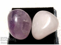 NATURAL AMETHYST AND ROSE QUARTZ, PAIR - 33.25 carats (256)