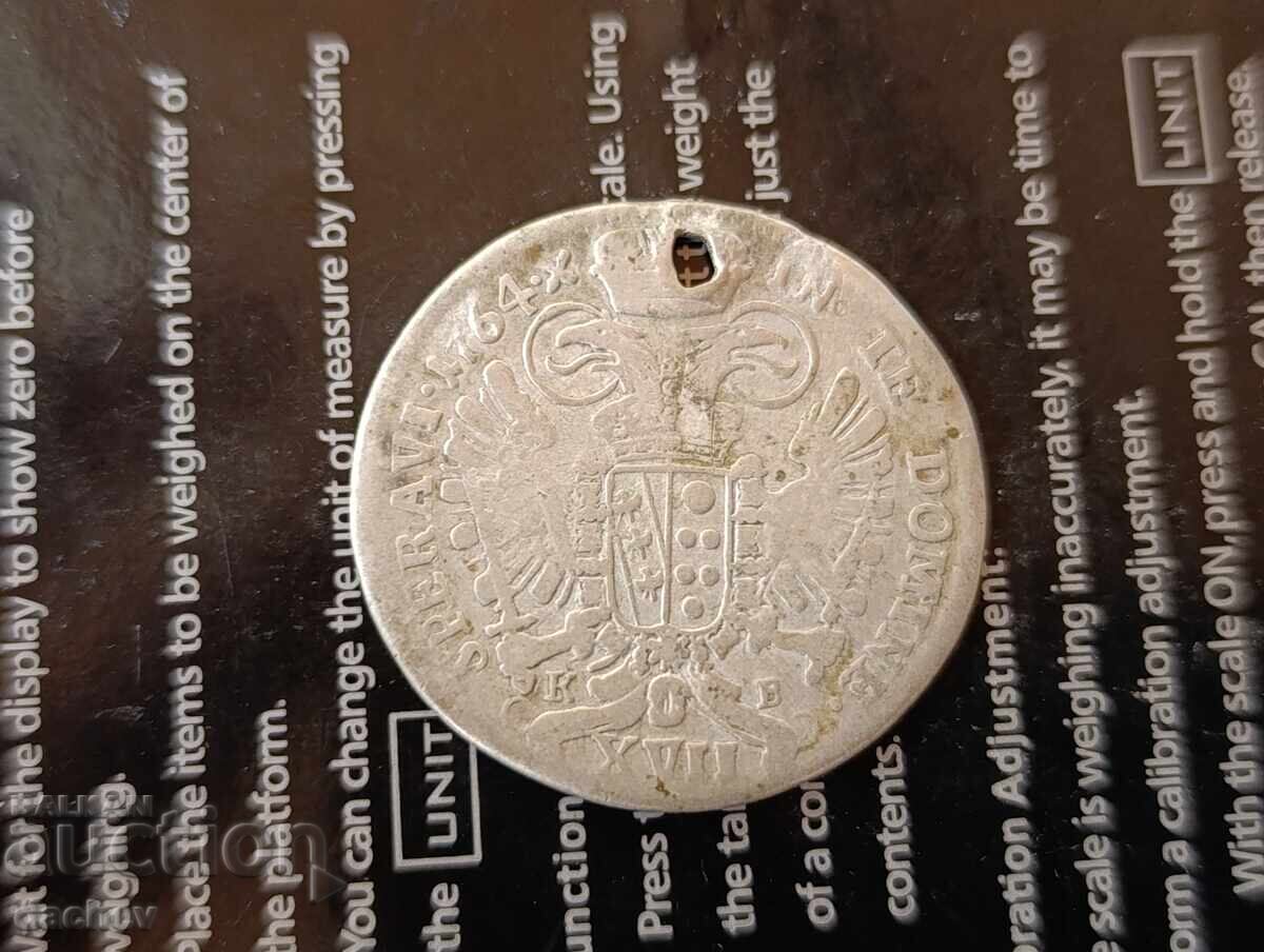 Сребърна монета Германия кройцер кройцера 1764г сребро - 5 Сребърна монета Германия кройцер кройцера 1764г сребро - 5