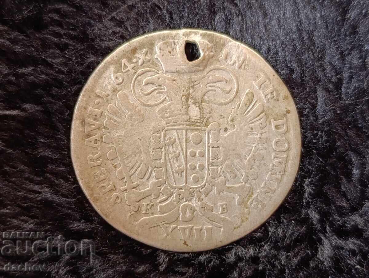Moneda de argint Germania Kreuzer Kreuzera 1764 argint Moneda de argint Germania Kreuzer Kreuzera 1764 argint