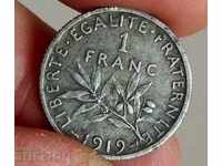 . 1919 1 FRANC FRANC SILVER SILVER COIN COLLECTION FRANCE