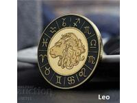 Leo zodiac coin in a protective capsule, zodiac signs, zodiac