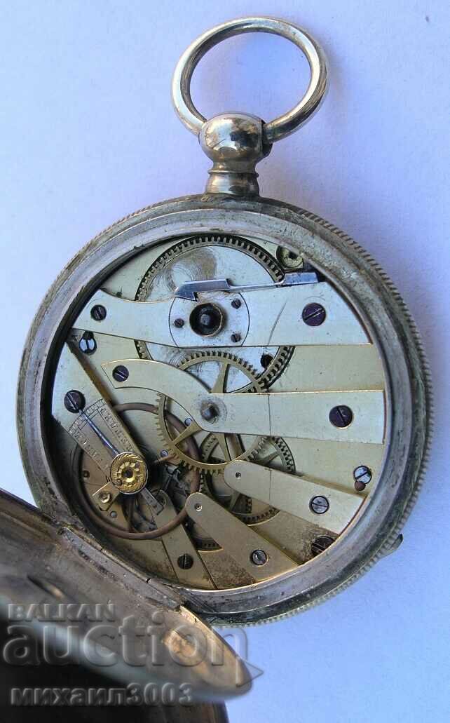 ANTIQUE MECHANICAL WINDING POCKET WATCH WITH KEY - 6