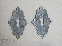 Lot 2 pcs. antique hardware for locks, baroque style, zinc