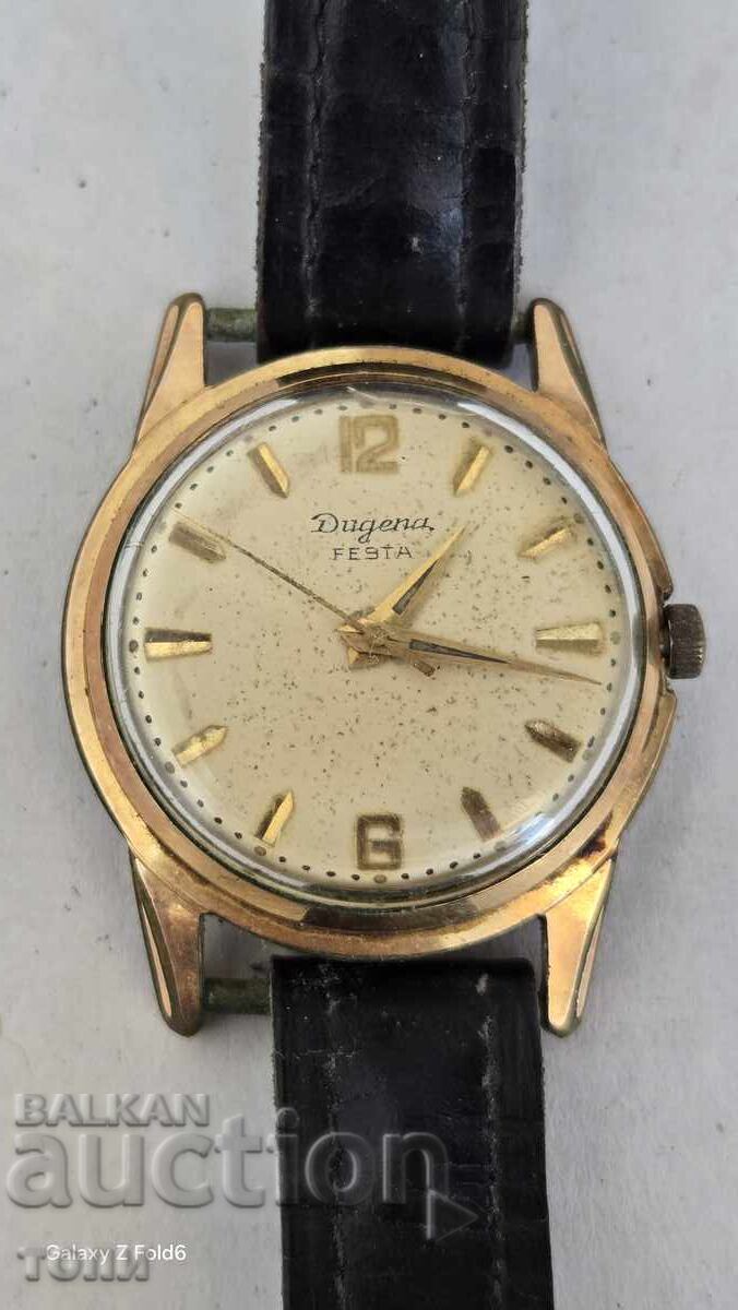 DUGENA FESTA SWISS MADE GOLD LINE NOT WORKING B Z C !!!