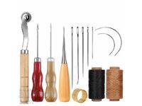 Leather sewing kit, awl, spur, needles and threads