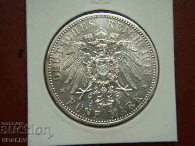 5 Mark 1913 A Prussia / Germany (5 marks Prussia) /1/ - AU with price 139.89 BGN | € 71.52 5 Mark 1913 A Prussia / Germany (5 marks Prussia) /1/ - AU with price 139.89 BGN | € 71.52