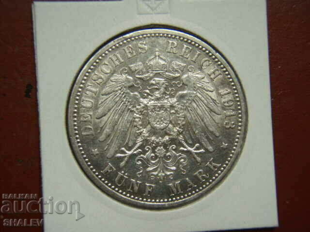5 Mark 1913 A Prussia / Germany (5 marks Prussia) /2/ - AU with price 149.89 BGN | € 76.64 5 Mark 1913 A Prussia / Germany (5 marks Prussia) /2/ - AU with price 149.89 BGN | € 76.64