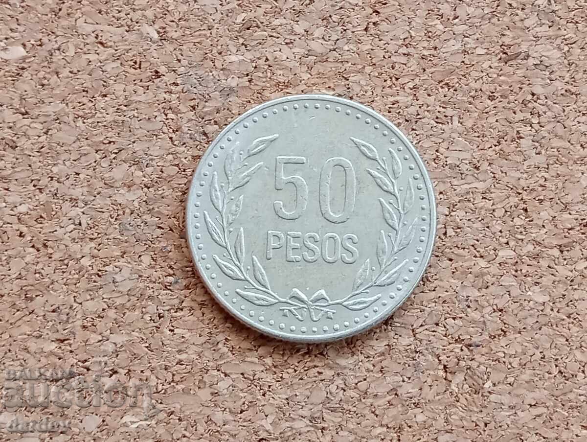 Колумбия 50 песо 1990 год.