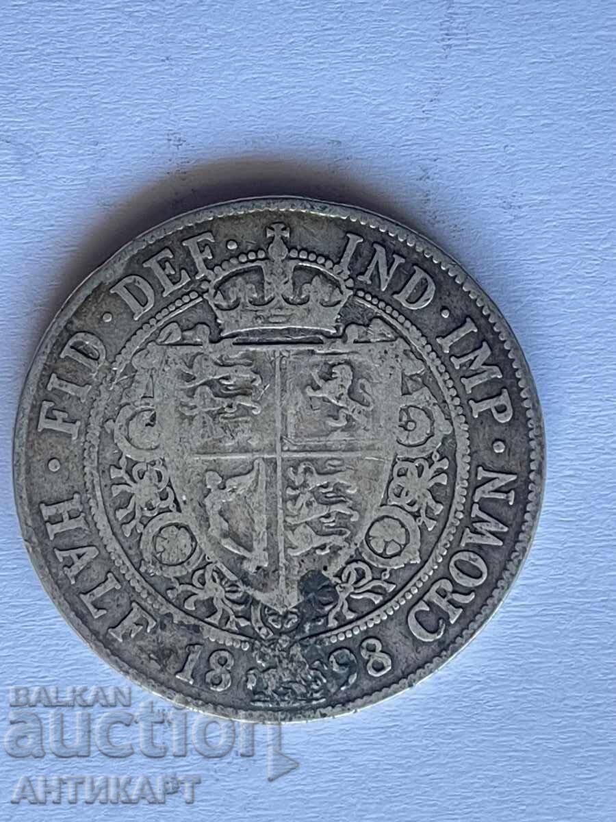 England silver coin half crown 1/2 crown 1898 silver