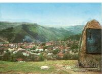 Old postcard - Gorge, General view with the memorial plaque