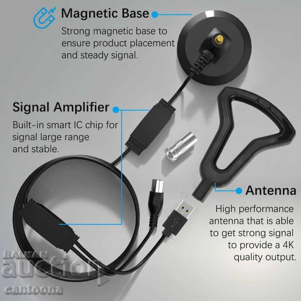 Digital antenna with amplifier DVB-T2, Magnetic, 36dbi, HDTV, 4K - 5 Digital antenna with amplifier DVB-T2, Magnetic, 36dbi, HDTV, 4K - 5