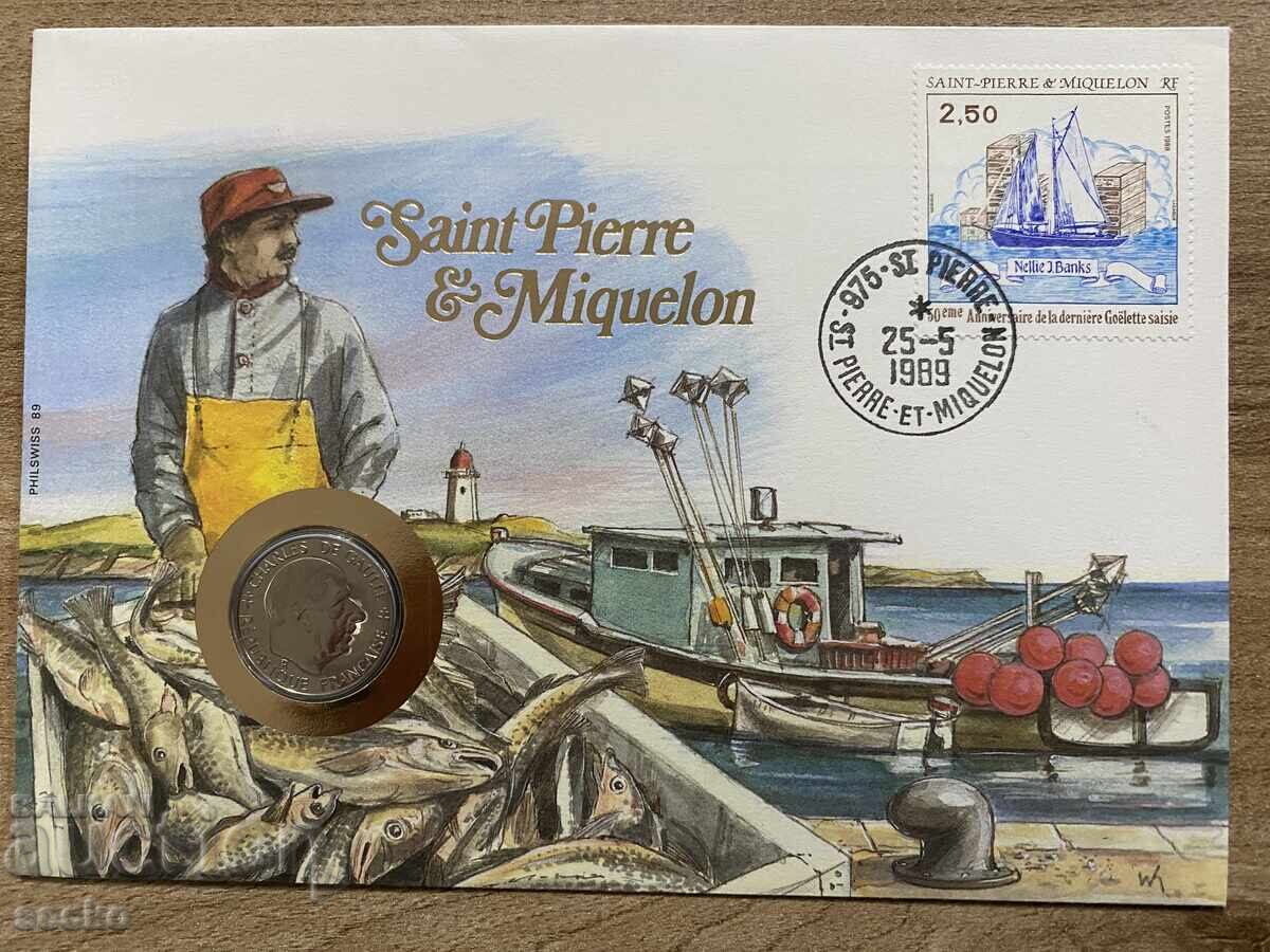 Ταχυδρομικός φάκελος με κέρμα /Numisbrief/ - Saint Pierre and Miquelon