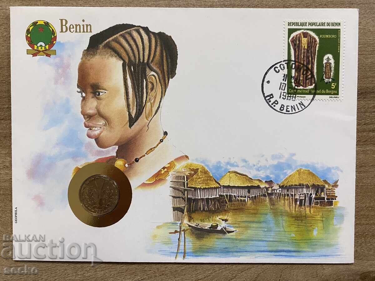 Plic poștal cu monedă /Numisbrief/ - Benin/Benin - 1988