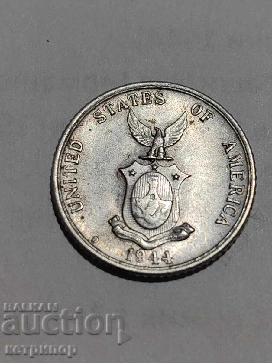 Auction  20 cents Philippines American 1944 D silver
