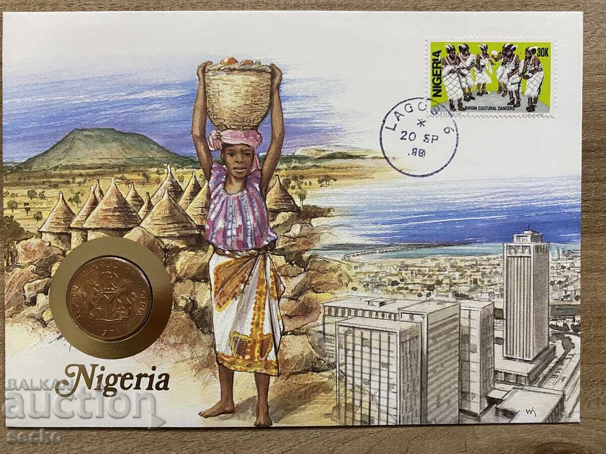 Plic poștal cu monedă /Numisbrief/ - Nigeria/Nigeria - 1988