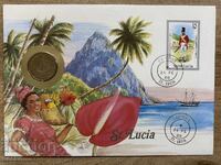 Postal envelope with coin /Numisbrief/ - Saint Lucia - 1988