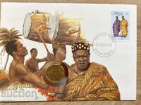 Postal envelope with coin /Numisbrief/ - Ghana - 1989