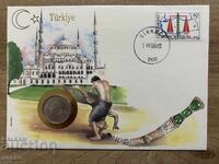 Postal envelope with coin /Numisbrief/ - Turkey - 1988