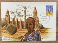 Postal envelope with coin /Numisbrief/ - Burkina Faso - 1992