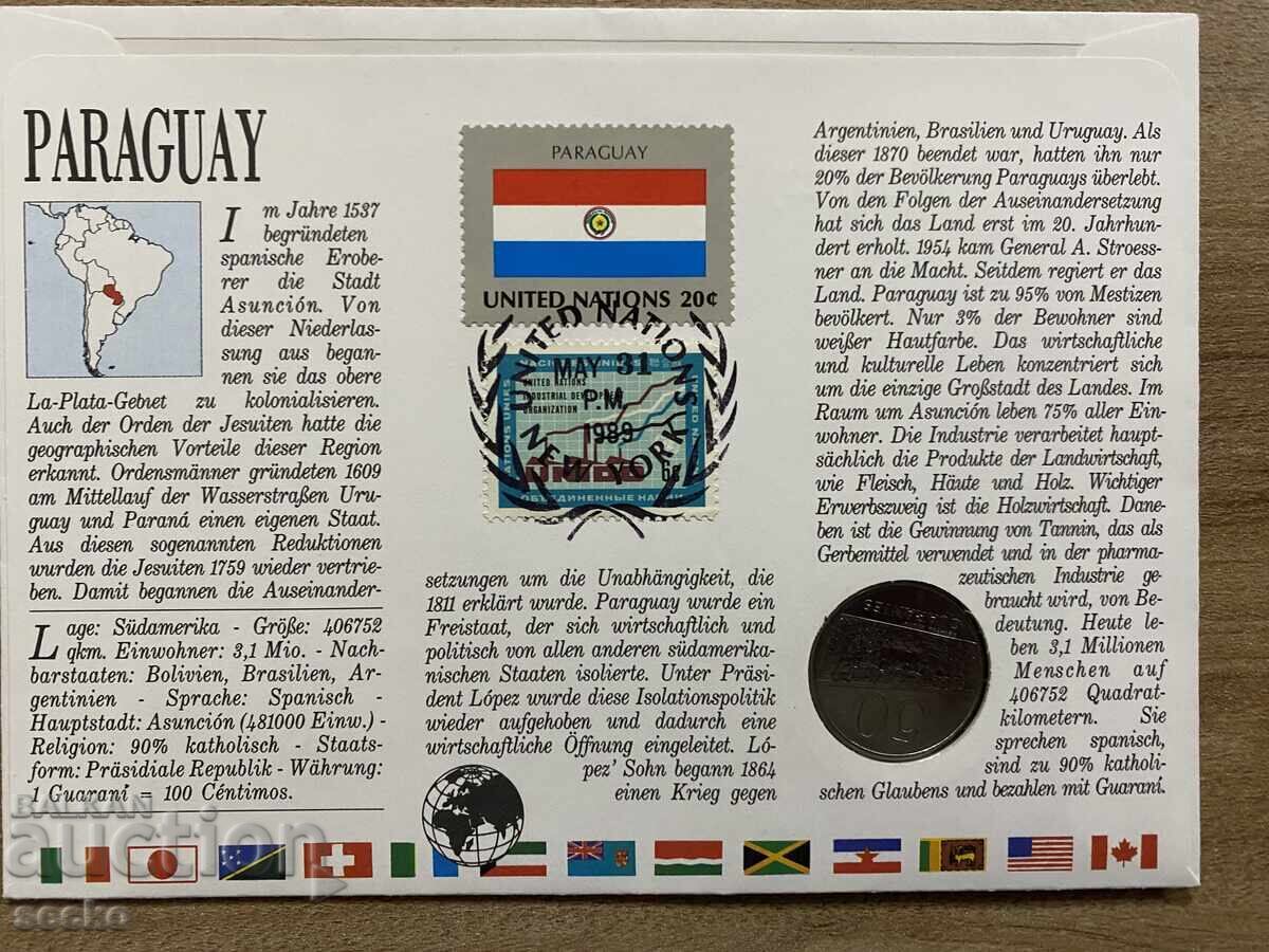 Postal envelope with coin /Numisbrief/ - Paraguay - 1988 with price 8.00 BGN | € 4.09 Postal envelope with coin /Numisbrief/ - Paraguay - 1988 with price 8.00 BGN | € 4.09