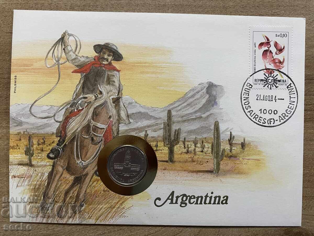 Plic poștal cu monedă /Numisbrief/ - Argentina - 1984