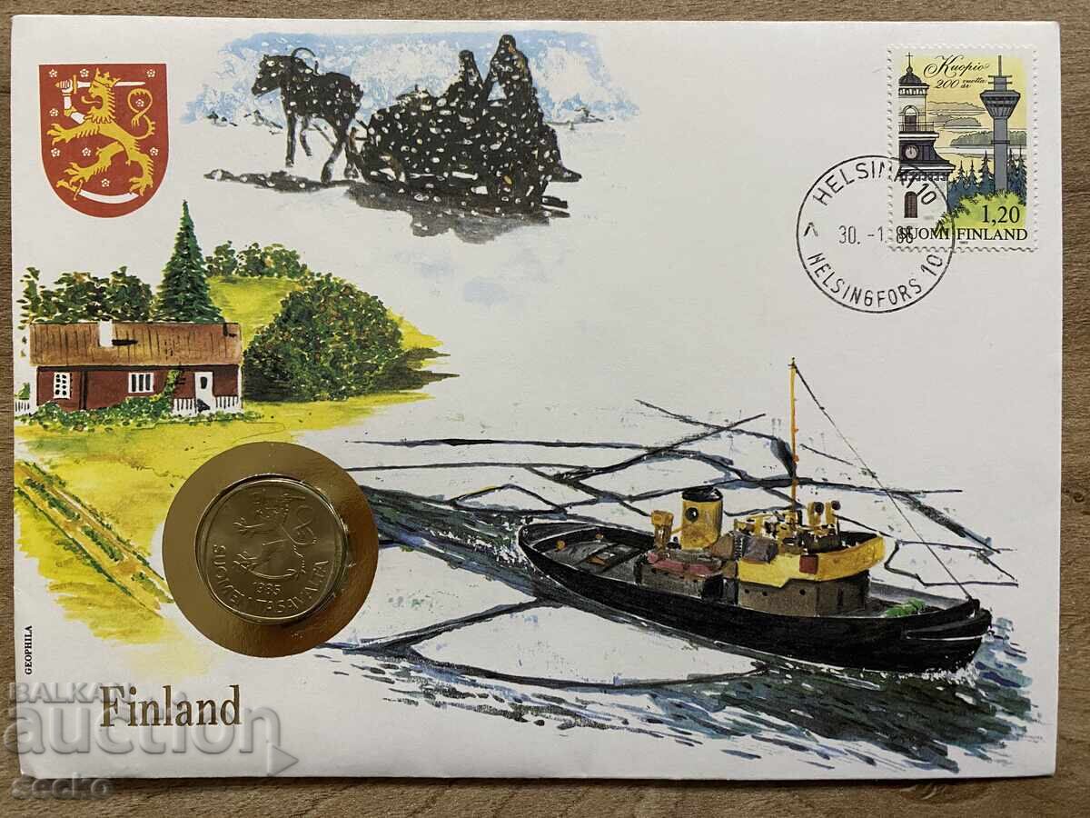 Plic poștal cu monedă /Numisbrief/ - Finlanda - 1986